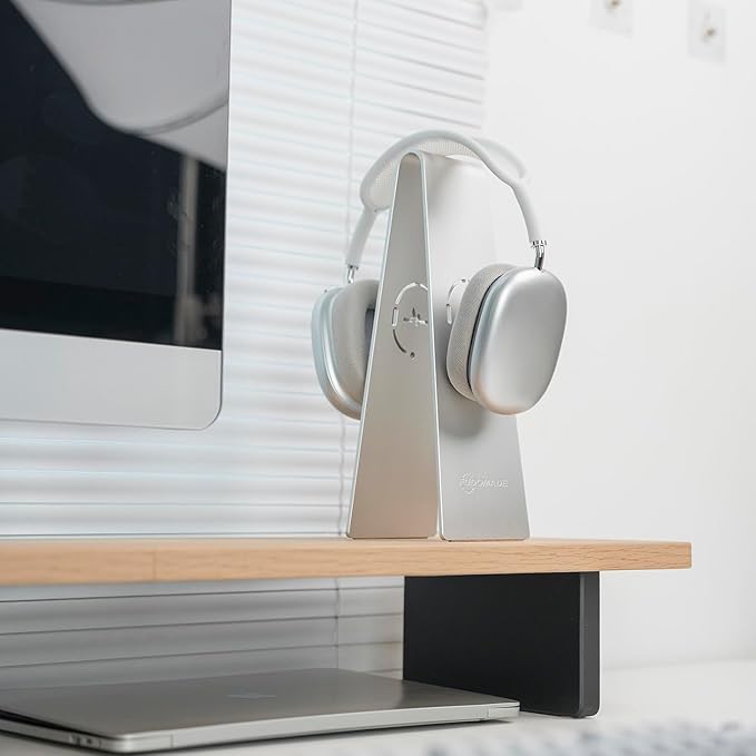 Aluminum Headphone Stand, Universal Headset Holder for Desk, Gaming Headphone Hanger with Anti-Slip Base, Compatible with Over-Ear & On-Ear Headphones (White)