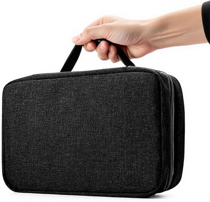 Toiletry Bag with Hanging Hook for Men Women, Travel Toiletries Cosmetic Bag Foldable Storage Bag for Brushes Set Waterproof for Bathroom Shower Small Size Kit Shaving Bag Make up Bag-Black