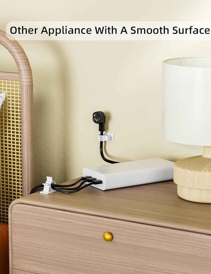 Viaky White Cord Clips Self Adhesive, 30Pack Cable Clamps Adjustable Wire Holder Electric Cord Organizer for Car Home Office Desk Wall Nightstand Computer