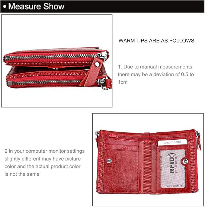 Men's Folding Double Zip Wallet RFID Blocks Retro Short Coin Purse