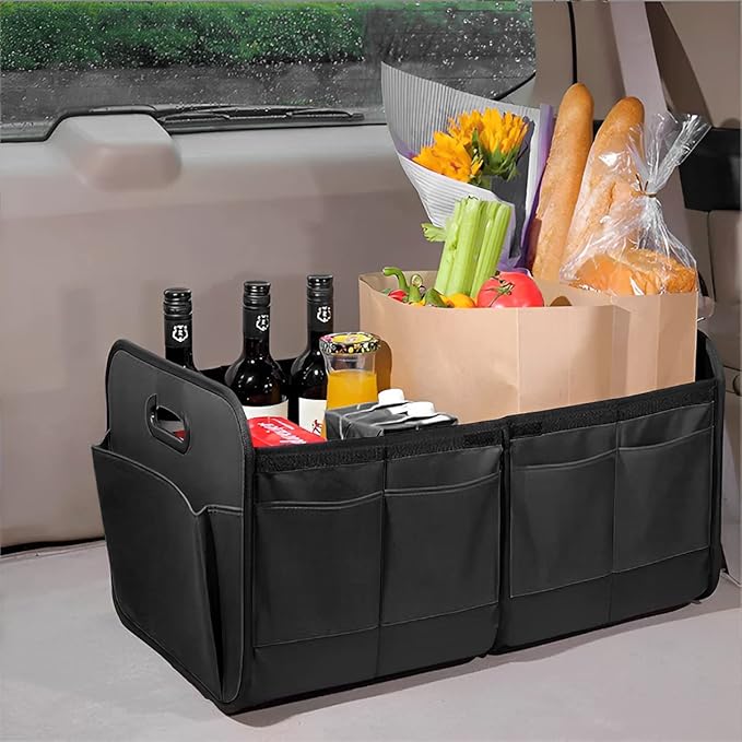 AICEL Car Trunk Organizer, Collapsible Waterproof Premium Oxford Cargo Storage, Multi-Compartment Foldable Trunk Groceries Organizer, Auto Accessories Universal for SUV Truck Sedan