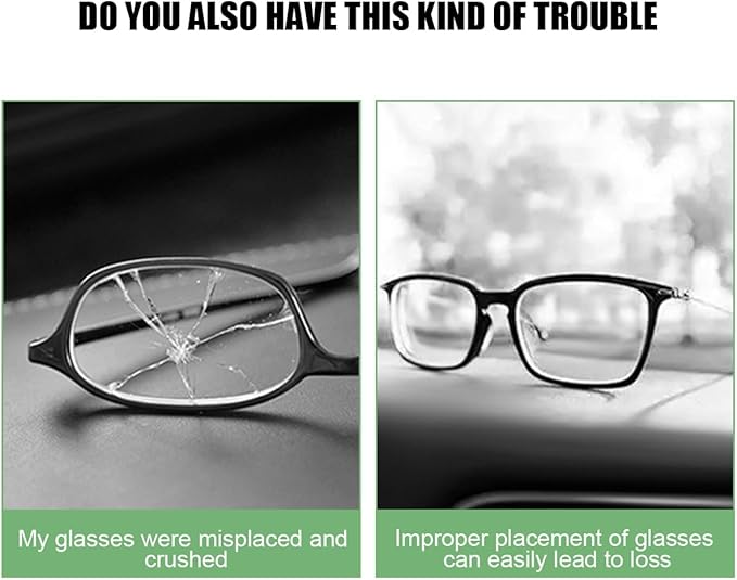 Sunglasses Holders for Car Visor, Magnetic Leather Vehicle Glasses Hanger with 2 Clips, Auto Interior Eyeglass Mount Organizer Accessories, Universal Fit (Gray)