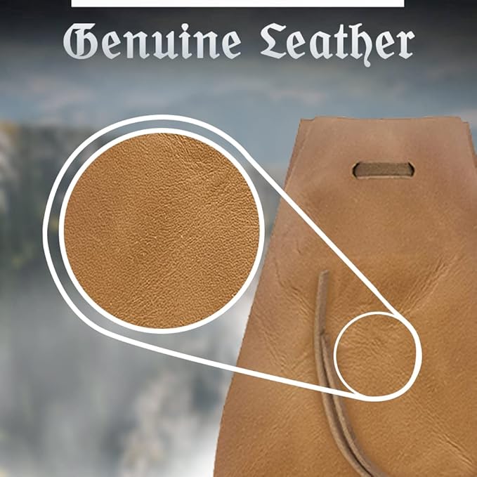 Nabob Leather Leather Drawstring Pouch, Coin Bag, Medicine Tobacco Pouch Medieval Reenactment Made in U.S.A Size 8.5" x 6"