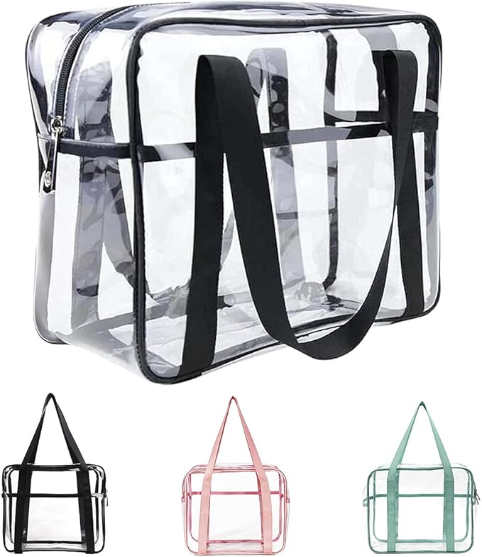 SxoSyo Clear Makeup Bags Large Travel Toiletry Bag for Women Transparent Bag Clear Cosmetic Bags with Handle Bathroom Organizer (black)