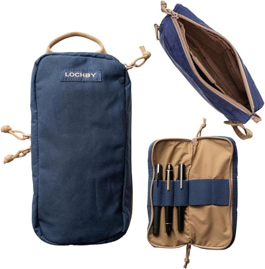 LOCHBY® Venture Pouch | Multipurpose Tactical Tool Bag | Water Resistant Waxed Canvas | Dual-Sided Zipper Pouch | for Motorcycle, Bike, EDC, Pen, Pencil, Art, Tech & Travel