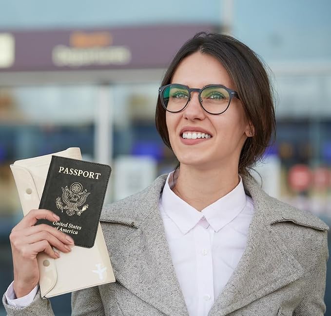 Passport Holder Covers Case, Waterproof Rfid Blocking Travel Wallet | Made Of Soft Pu Leather, It Is Scratch-Resistant, Waterproof, Crease-Resistant, and Is Lightweight, Thin and Durable