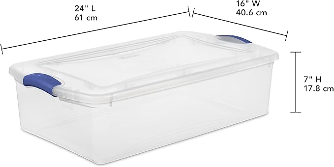 (2 pack) 32 Quart Clear Latching Storage Bin with Lid, Under Bed Storage Container, Stackable Plastic Bin for Linens, Seasonal Clothes