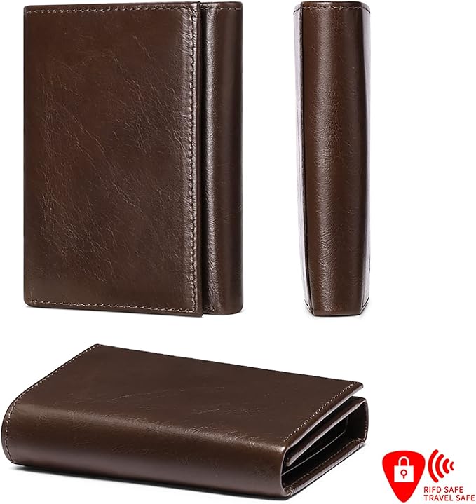 FALAN MULE Men's Wallet Genuine Leather Trifold Wallet With ID Window