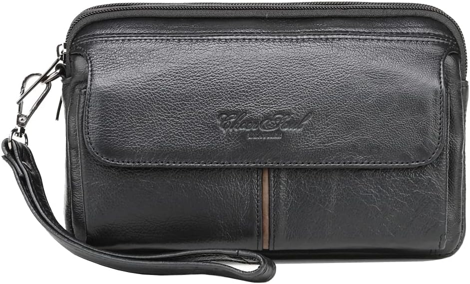 Leather Clutch Purse Wallet Men Wrist Bag