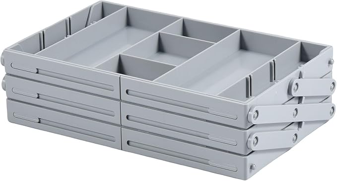 2/3 Tier Drawer Organizer Collapsible Drawer Organizer Tray, Expandable Junk Drawer Organizer, Multi Level Dresser Drawer Organizers Adjustable Storage Trays for Makeup, Jewelry (Single Row 3 Tiers)