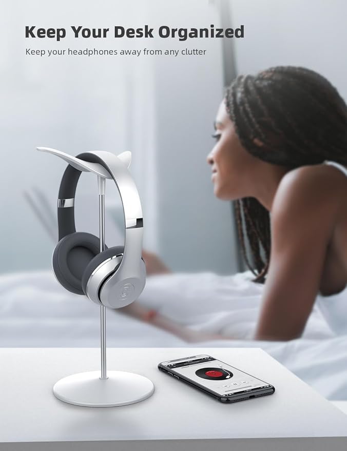 Lamicall Headphone Stand, Desktop Headset Holder - Desk Earphone Stand, for All Headsets Such as Airpods Max, HyperX Gaming Headphones, Beats/Sennheiser Music Headphones