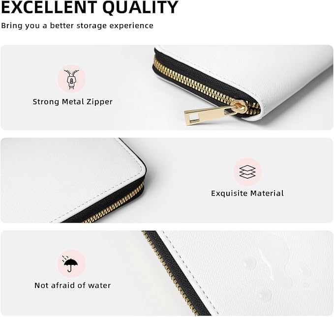 Blush Pink Rose Gold Glitter Wallet for Men Women Elegant Long Clutch Zip Around Travel Leather Coin Purse Large Capacity Credit Card Holder Handbag