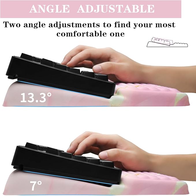 Ergonomic Keyboard Stand with Wrist Rest, Computer Wrist Support Pad, Tilted Keyboard Riser Holder Lift Tray with Wrist Pad, Easy Typing, Comfy Soft Memory Foam Desk Cushion for Office