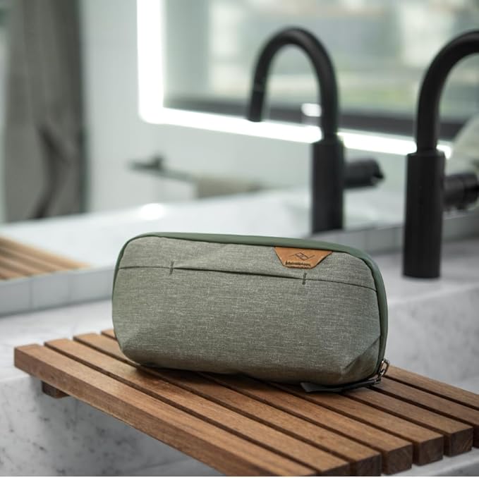Peak Design Small Wash Pouch, Coyote, Ocean Edition, Travel Toiletry Bag, Upright or Hanging Dopp Kit with Pockets, Magnetic Toothbrush Pocket, Wide UltraZip Opening, Toiletry Bag for Men and Women
