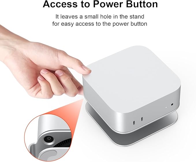 Qwiizlab Aluminum Stand for 2024 Mac mini M4/M4 Pro, Convenient Acess to Power Button, Anti-Scratch, Anti-Slip, Avoid Overheating, Durable and Sturdy Design (Silver)