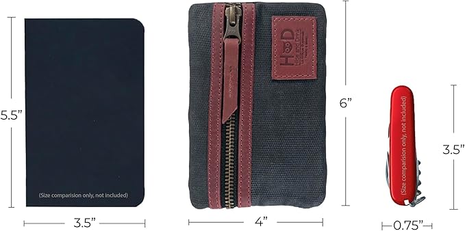 Hide & Drink, Multi-Tool Pocket Pouch, Compact Multipurpose EDC Zippered Bag, Mini Camping Tool Case, Waxed Canvas, Knife Holster, Handmade Slim Organizer