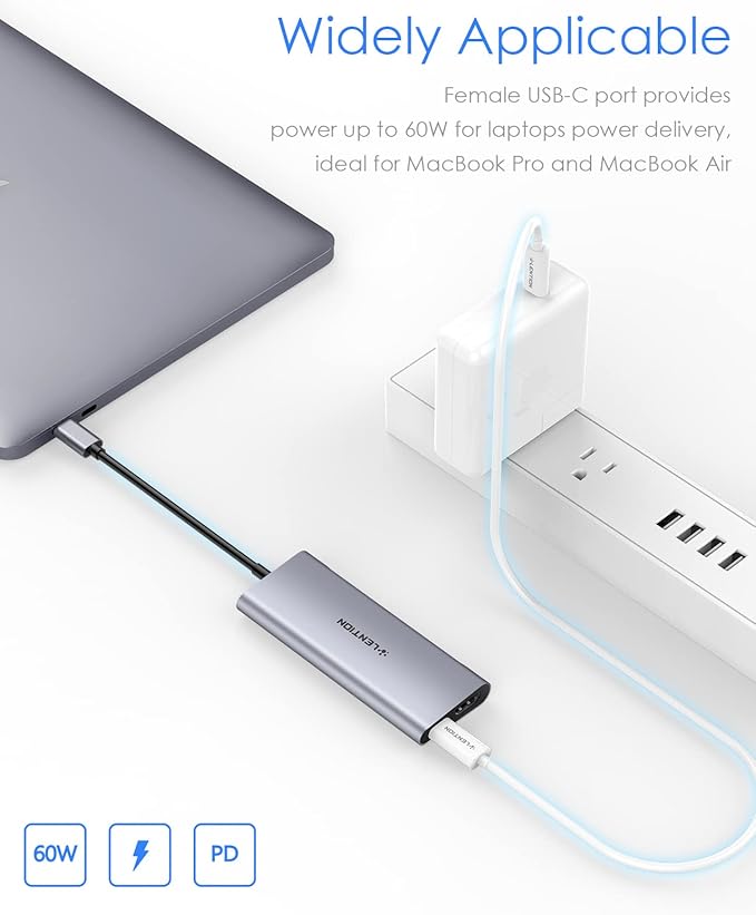 LENTION USB C Hub Multiport Adapter with 4K HDMI, 100W Charging, 4 USB 3.0 5Gbps Splitter Compatible 2016-2026 MacBook Pro/Air/Neo, Mac, Surface, iPhone & Type-C Device, Stable Driver(C35, Space Gray)