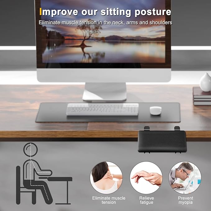 arm Rest for Desk Adjustable Arm Rest Support for arm Support for Computer Desk Ergonomic Desk Extender Rotating Mouse Pad Holder for Table Office Chair Desk