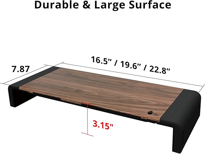 SIIG Computer Monitor and Laptop Stand Riser with USB Ports Width Adjustable on Both Sides - Support up to 55lbs (CE-MT2Q12-S1)