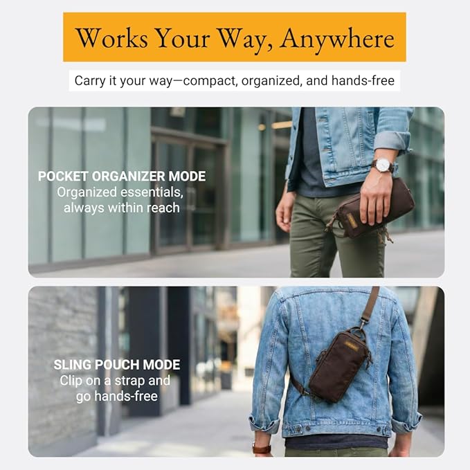 LOCHBY® Venture Pouch | Multipurpose Tactical Tool Bag | Water Resistant Waxed Canvas | Dual-Sided Zipper Pouch | for Motorcycle, Bike, EDC, Pen, Pencil, Art, Tech & Travel