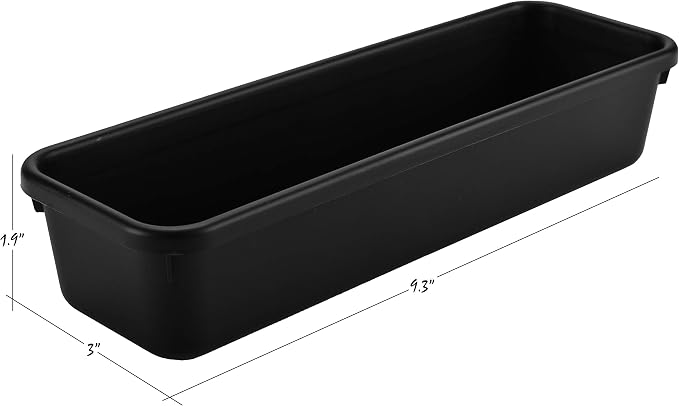 Interlocking Drawer Organizer Bins 8 Piece, Desk Junk Drawer Tray - Masirs | Tool Box Organizer Tray, Kitchen Office Garage, Modular Plastic, 3 Sizes (2 Lg 3 Med 3 Sm), Black, Custom Layout