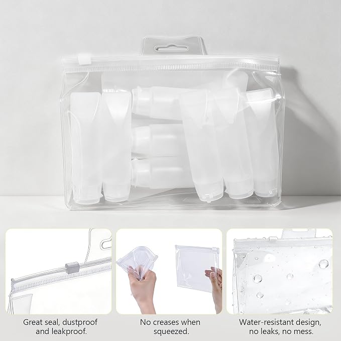 13pack Travel Bottles for Toiletries TSA Approved Leak Proof Travel Size Bottles with Toiletry Bag (BPA Free) travel containers for liquids Ideal for shampoo, lotion, sunscreen, perfume & more