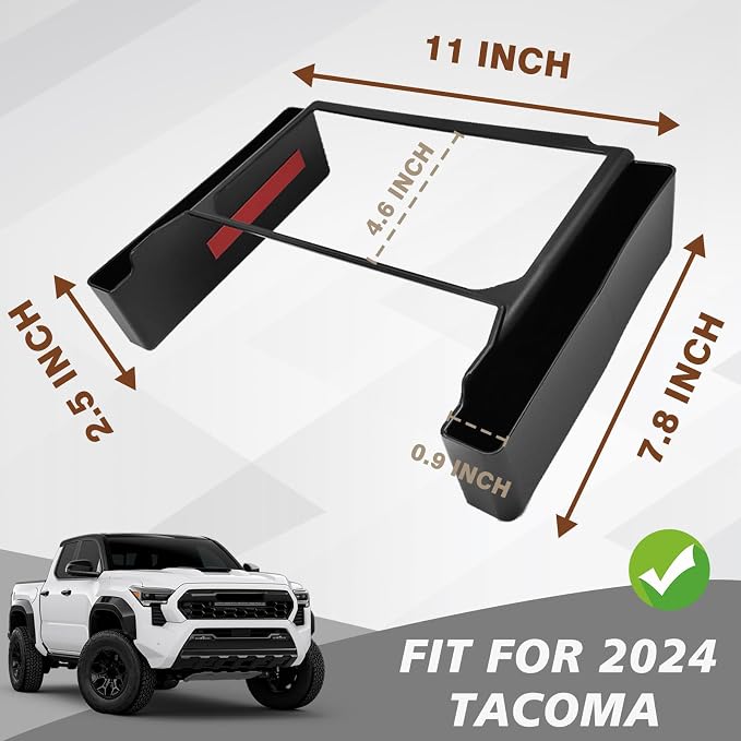 Muslogy Center Console Organizer Hanging Storage Box Compatible with 2024 2025 2026 Toyota Tacoma & 2025+ 4Runner Accessories Console Left & Right Phone Pocket Gear Shift Side Organizer