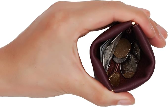 Travelambo Leather Squeeze Coin Purse Pouch Change Holder For Men & Women 2 pcs set