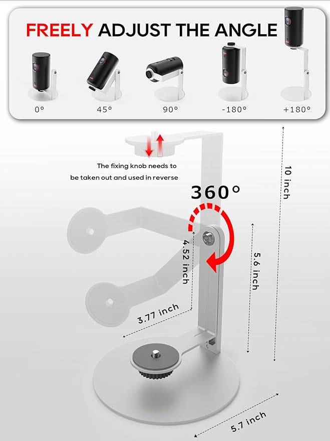 Projector Stand for Nebula Capsule Series & XGIMI Halo+(New) Works with Capsule 3/Air/Pro, Mini Projectors | Ceiling & Wall Projection, Height Adjustable, 360° Rotation | 1/4-Inch Screw(A-White)
