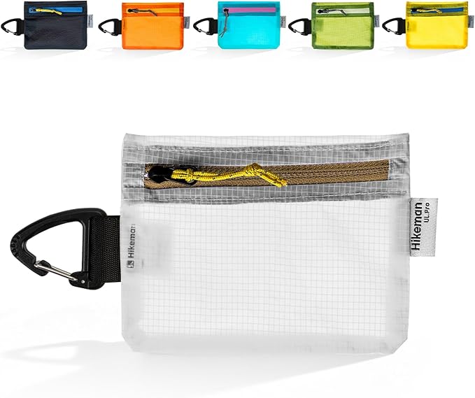 HIKEMAN Ultralight Water Resistant Card Size Pouch with Zipper - Slim Small Pocket for Hiking, Backpacking, Travel & Purse (White)