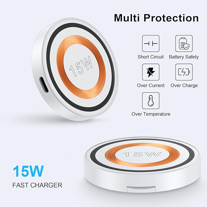 Magnetic Charger for Samsung Wireless Charger Fast Charging Pad Magsafe Wireless Charger Phone Charger Stand for Samsung S25 Ultra S25 Plus S25 S24 S23 S22 S21 S20,iPhone 17Pro Max 16 Plus 15 14 13 12