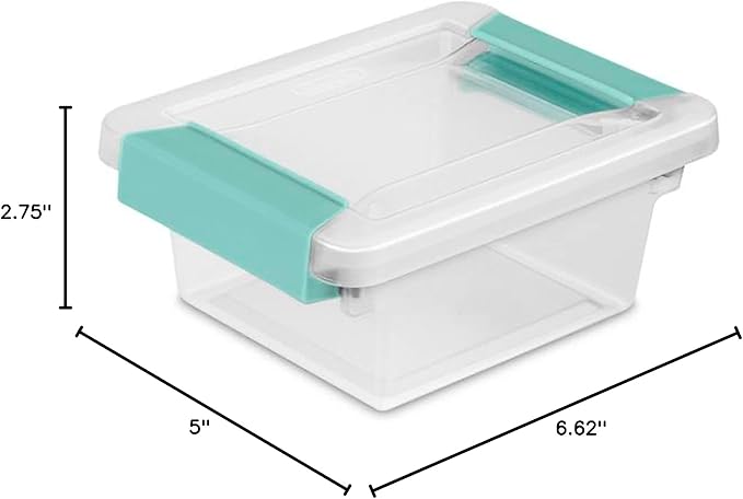 Sterilite 18-Pack Clip Box, Stackable Clear Plastic Bins with Latching Lids, Mini - Writing, Arts or Crafts Supplies Storage Containers for Home, Office, Classroom and Workshop Organization