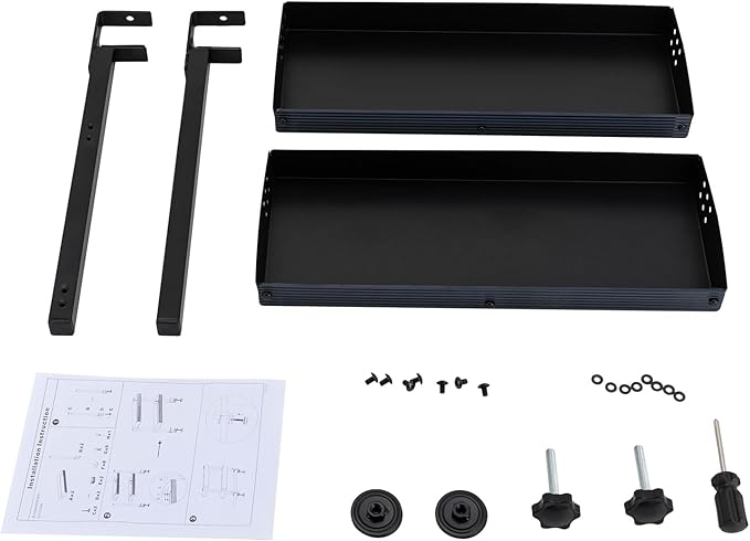 Clamp-on Desk Extension Shelf, 2 Tier Shelving Unit Above Desk, Carbon Steel 22lbs Strong Capacity Desk Organizer, Desktop Organizer Display Rack Storage Tray Desk Shelf, 17.32*15.47*6.in (black)