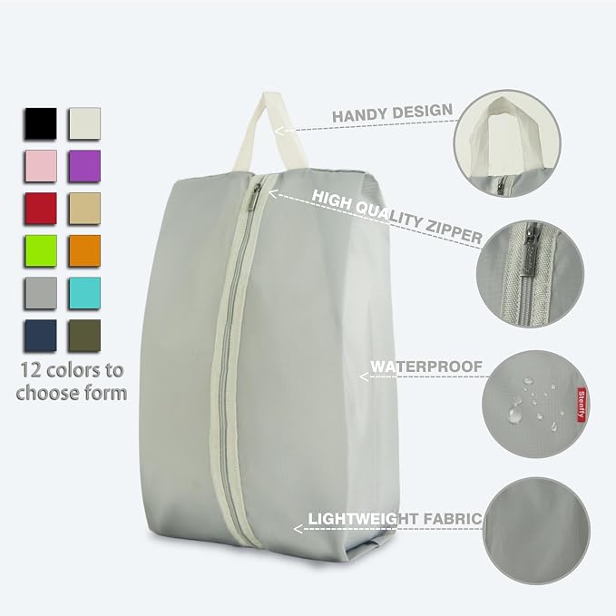 6pcs Portable Shoe Organizer, Travel Pouches with Zipper, Golf Shoe Bags, Clothes Bags, Soccer Cleats Bag Shoe Pouch for Gym, Waterproof, Odor-Resistant (Grey)