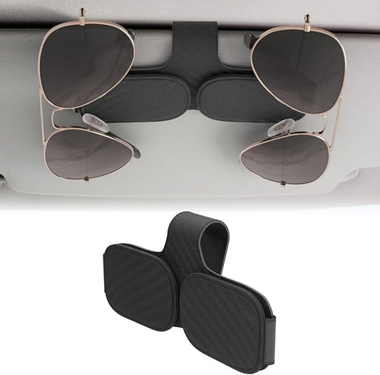 BFXM Sunglass Holder for Car Double Clip, Sunglasses Clip for Car Visor, Magnetic Leather for Car Visor, Cars Sun Visor Ticket Card Clip, Car Visor Accessories