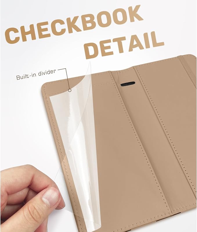 Printed Checkbook Cover, RFID Blocking Checkbook, Stylish, Lightweight, Slim Durable, Multi-Functional Checkbook Holder for Personal and Business Checks (Plaid-Brown)
