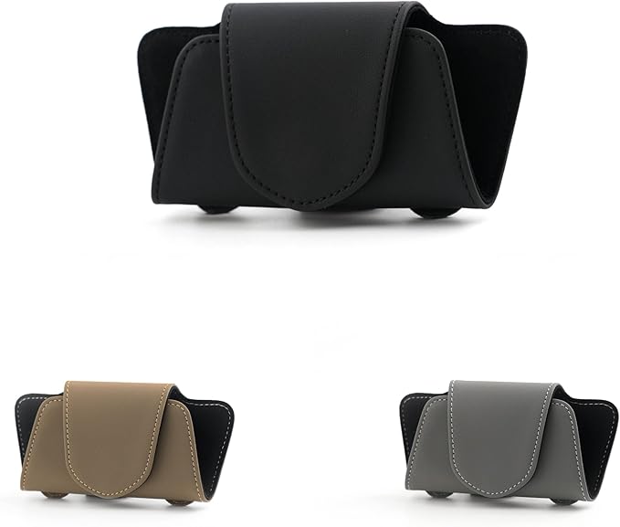Car Sunglasses Holder Case, Leather Sunglasses Holder Clip for Car Sun Visor, Magnetic Glasses Clip, Car Interior Storage Accessories (Black)