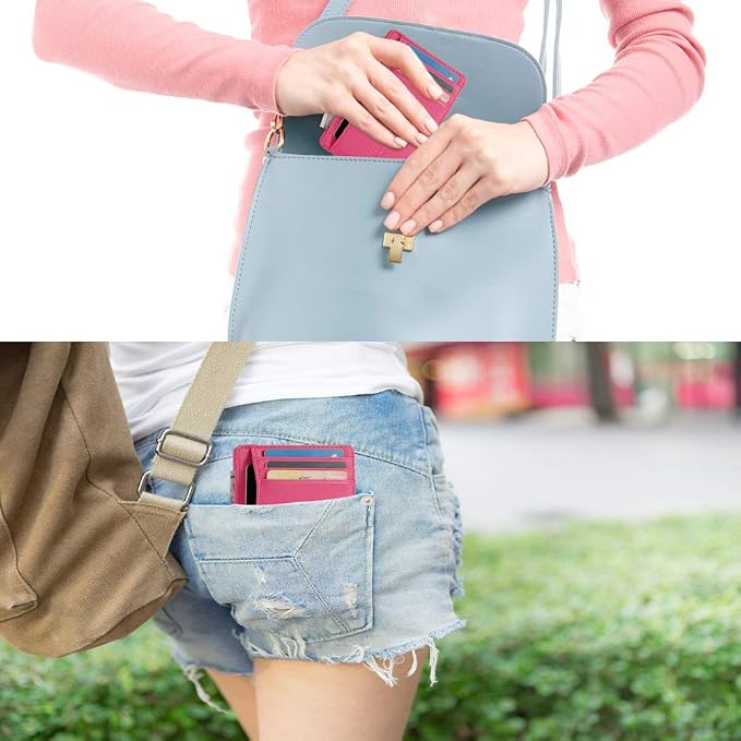 GH GOLD HORSE Slim RFID Blocking Card Holder Minimalist Leather Front Pocket Wallet for Women | Slim
