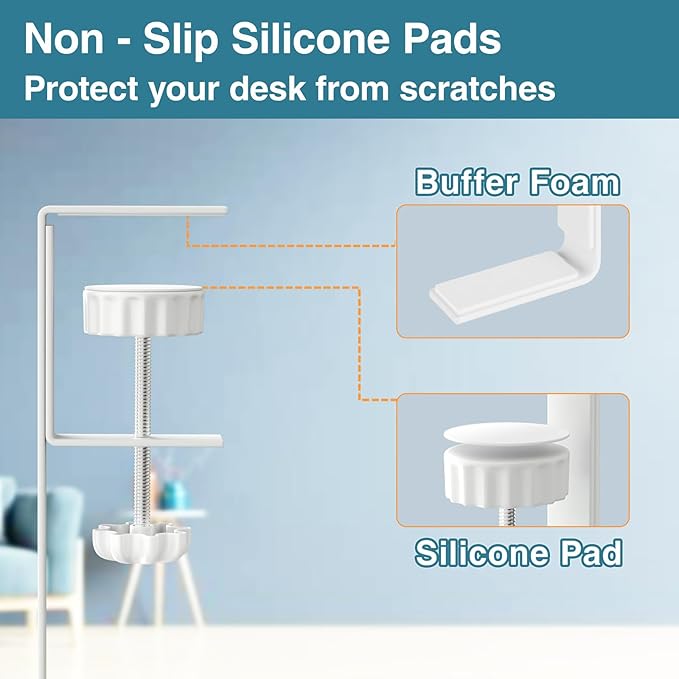 No Drill Under Desk Cable Management Tray, SONATURE 25.3" Cord Organizer for Table, Clamp Mount Desk Cable Management, Premium Carbon Steel Cable Organizer for Office, Home (White)