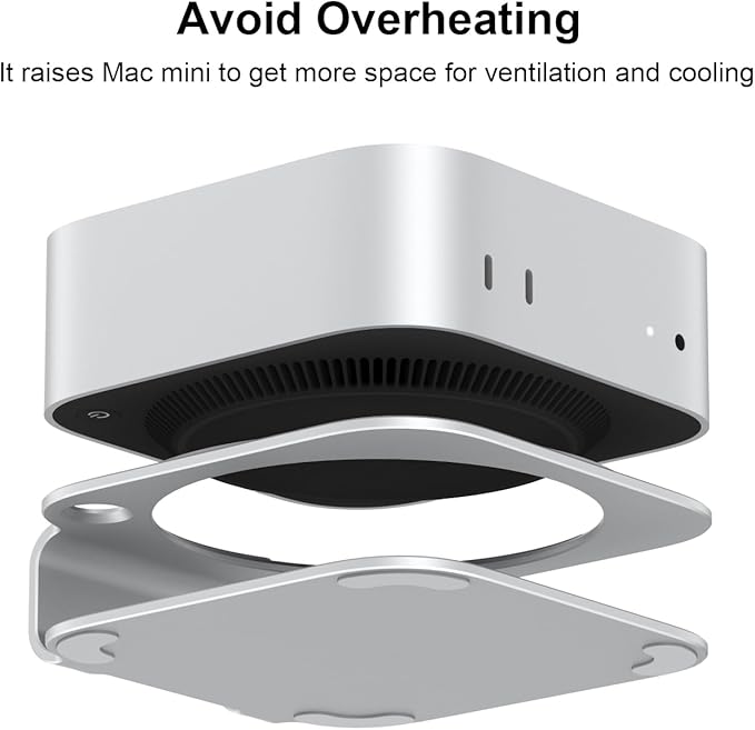 Qwiizlab Aluminum Stand for 2024 Mac mini M4/M4 Pro, Convenient Acess to Power Button, Anti-Scratch, Anti-Slip, Avoid Overheating, Durable and Sturdy Design (Silver)