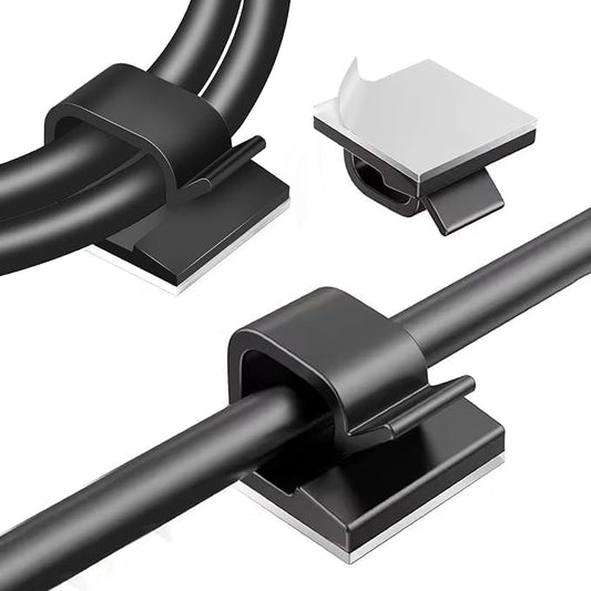 5/8 in Adhesive Cable Clips, 60pcs Outdoor Light Clips, Cord Clips, Sturdy Wire Clips, Finisher Wire Clamp for Home, Car, Office Wire Management Clips (Black, 5/8"-60PCS)