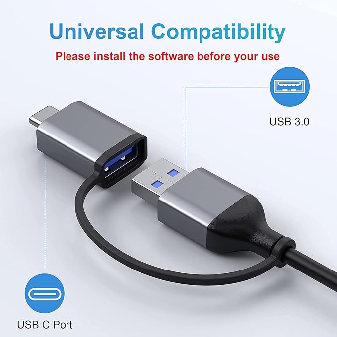 LIONWEI USB 3.0 to Dual HDMI Docking Station for Windows & macOS, USB C Adapter 2 Monitor Splitter for MacBook Pro/Air/M1/M2/Dell/HP/Lenovo/Surface