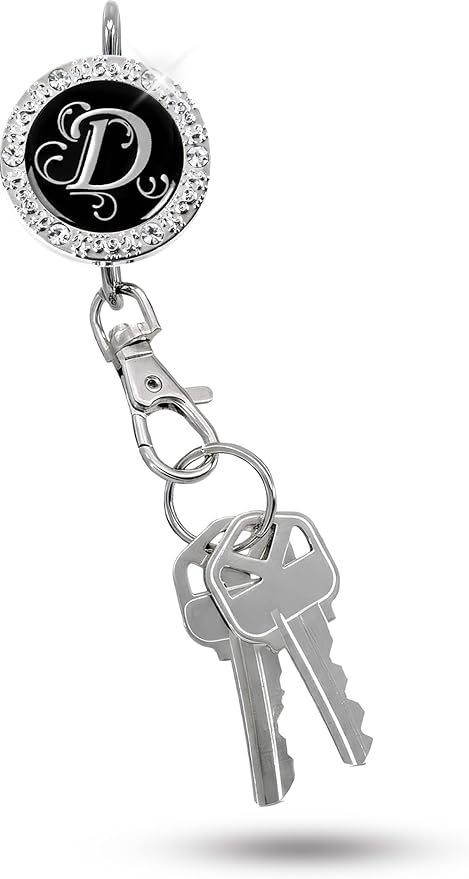 Women’s Bag Charm Key Finder, Car Keychain Hook, Cute Purse Organizer & Tote Bag Accessories, Gifts for Mom - Monogram Letter