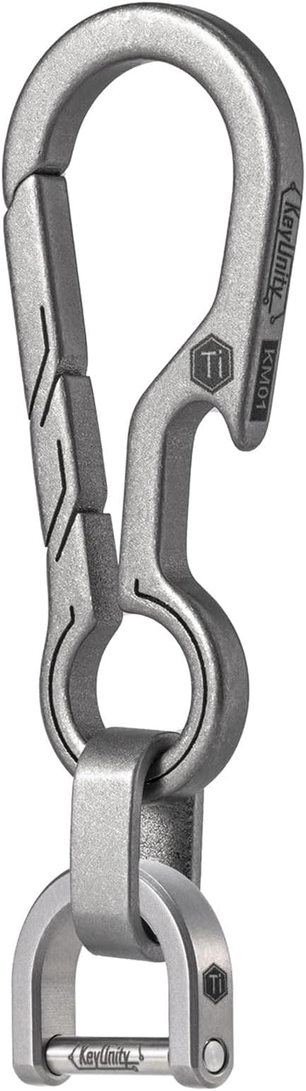 KeyUnity KM01 Titanium EDC Keychain Clip with Bottle Opener, Quick Release Carabiner Key Ring Holder for Men