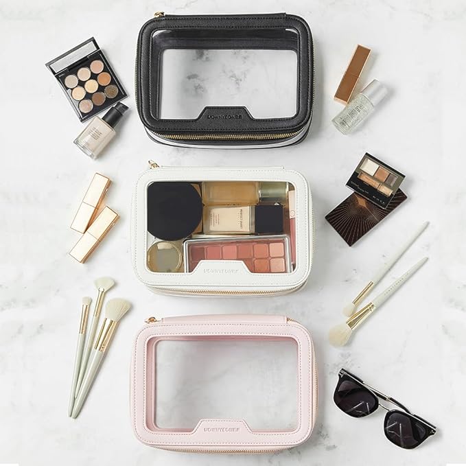 Camdeez ROWNYEON Clear Makeup Case Toiletry Bag Multipurpose Travel Makeup Train Case Portable Cosmetic Organizer Transparent Storage Bag