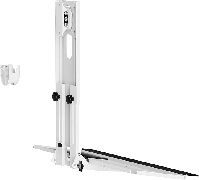Mount Plus MED01 Medical Monitor and Keyboard Wall Mount For 17" to 32" Display with Height Adjustable Standing Keyboard Tray | Wide Platform with Mouse Pad | Wall Mount Scanner Holder