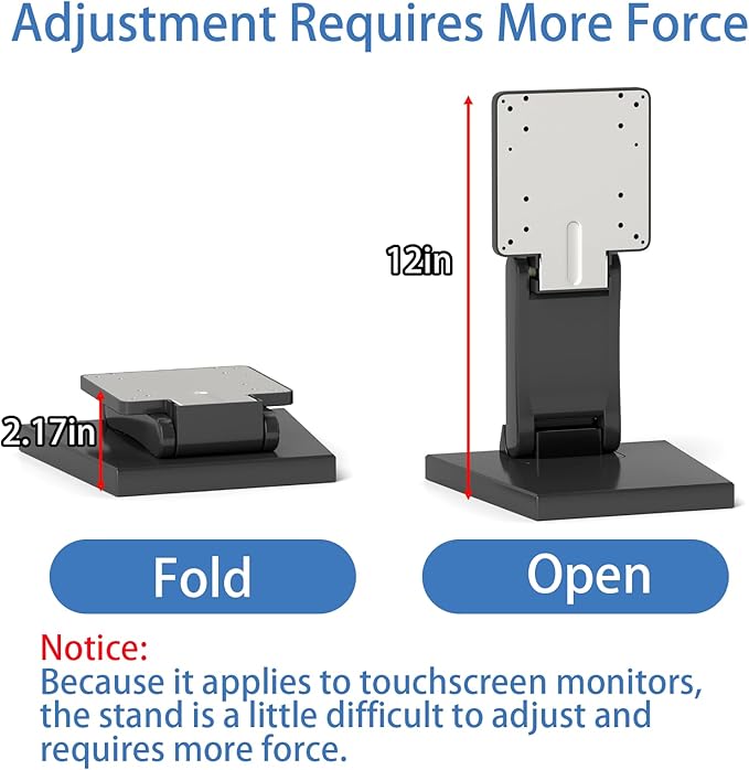 Adjustable Metal Folding Monitor Bracket for Touch Screen Desk Mount with VESA Hole 75x75mm&100x100mm All in Single PC Stand (Black)