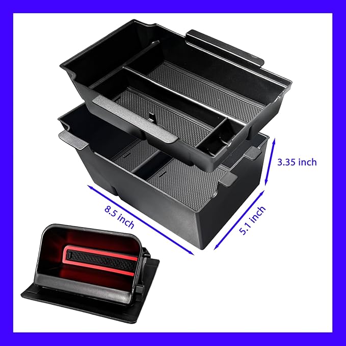 2Pack 2025 Crosstrek Center Console Organizer & Fuse Box Coin Container Storage Tray for 2024 2025 2026 Subaru Crosstrek Hybrid Armrest Storage Box Crosstrek 2025 Accessories Storage Box Double Layer