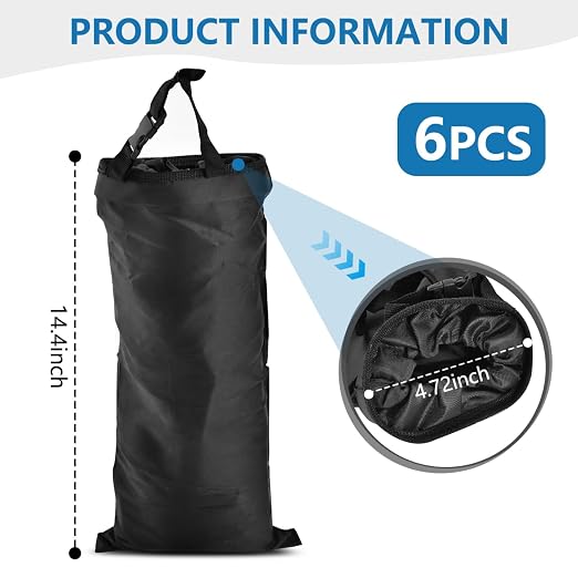 6 PCS 16 Inch Car Trash Bags Hanging for Back Seat, Detachable Washable Car Garbage Bag for Cars Travelling Outdoor Home Use