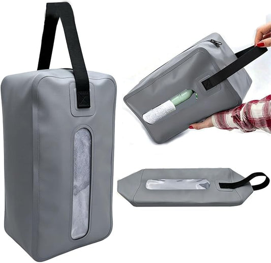 Waterproof Wet Dry Bag, Flattenable Compression Travel Toiletry Bag, Leakproof Foldable Storage Pouch for Swimsuit Towel Gym Clothes, Portable Cosmetic Organizer for Men Women Luggage(Grey)